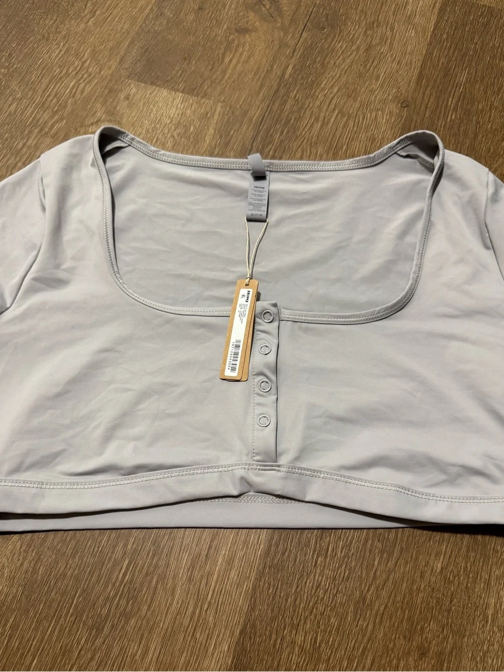 Skims Women’s Recycled Swim Super Cropped T-Shirt Chrome Grey 3X